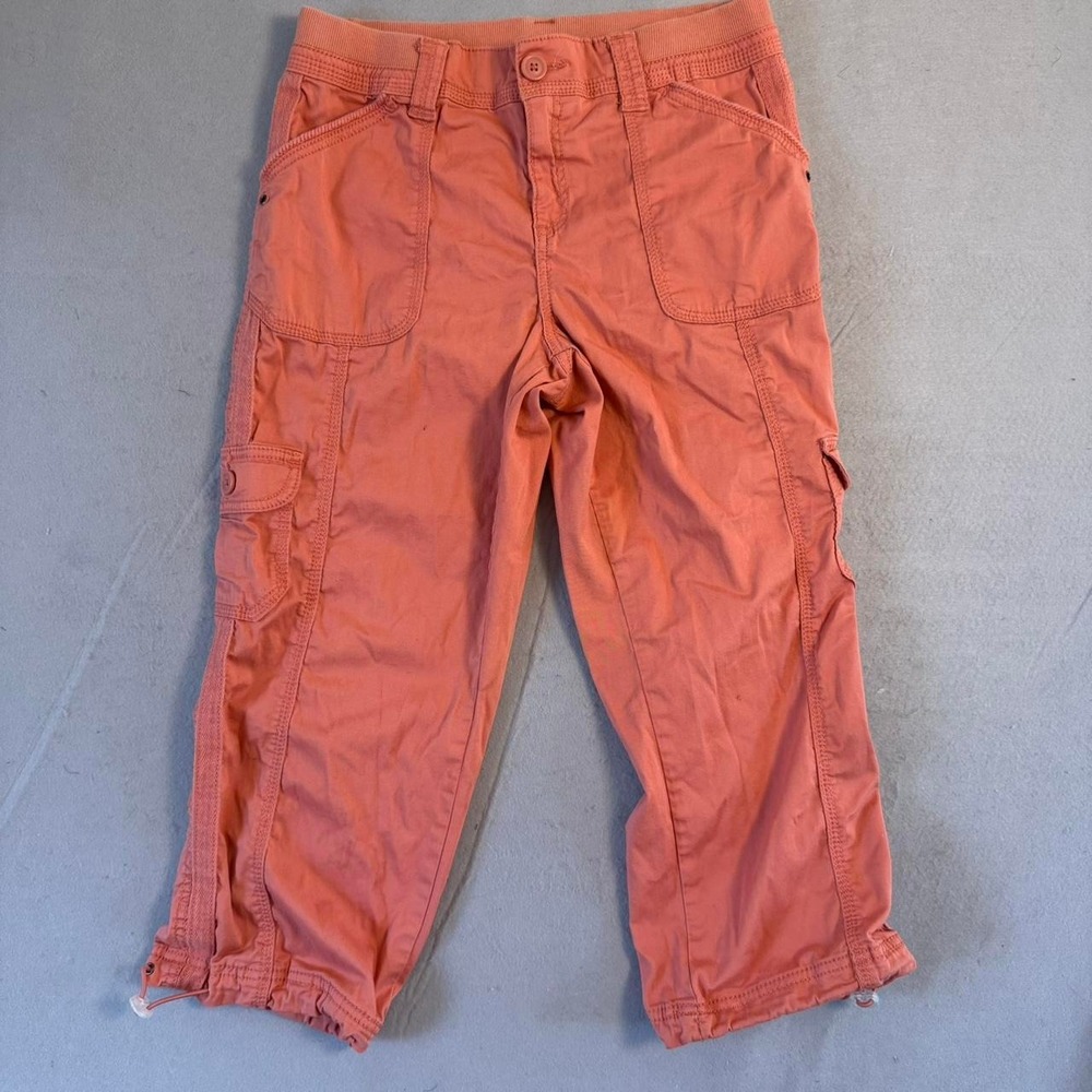 Style & Co Coral Low Rise Cargo Capris Baggy Y2K Yoga Mom Pants Pink Orange 4